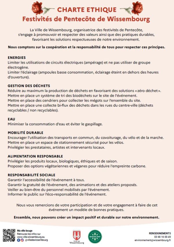Charte &eacute;thique Pentec&ocirc;te 2026